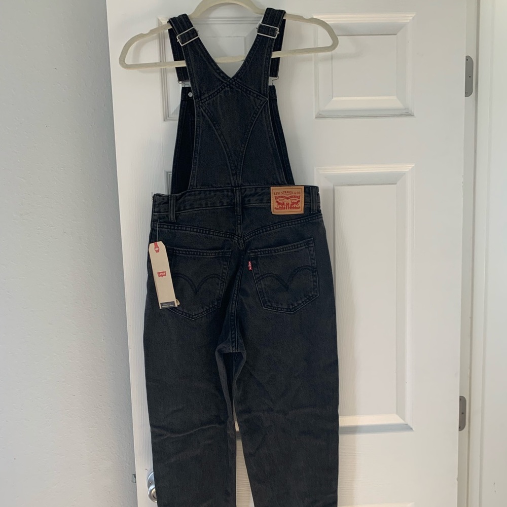 Levi's Taper Overalls Faded Vintage Black Denim Jumpsuit 90s Jeans Pants